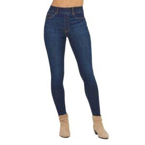 Spanx Womens High Rise Skinny Ankle Denim Jeans Dark Wash Size XS Cotton Stretch
